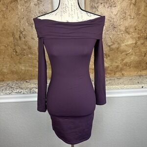 Aritzia Purple Off-Shoulder Mini Dress